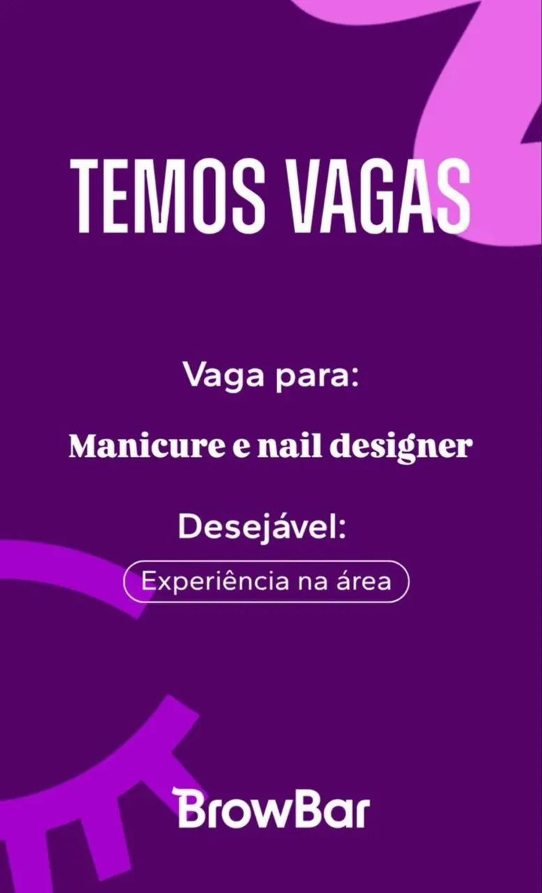 VAGA DE MANICURE E NAIL DESIGNER 