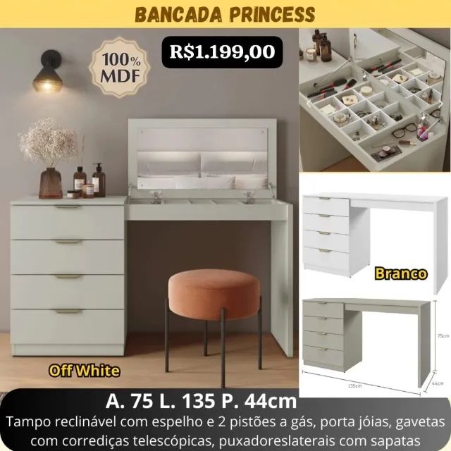 Penteadeira Princess 100%MDF
