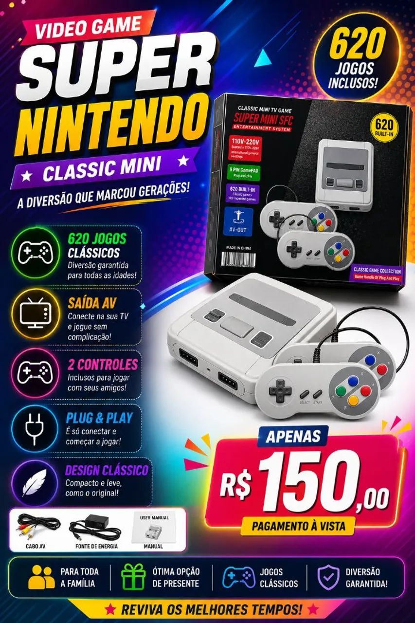 Vídeo game super Nintendo mini