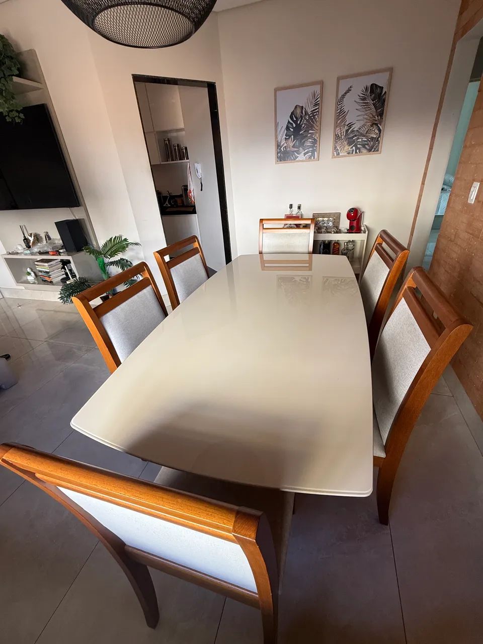 Mesa de Jantar 6 lugares de vidro laqueado - Foto 3