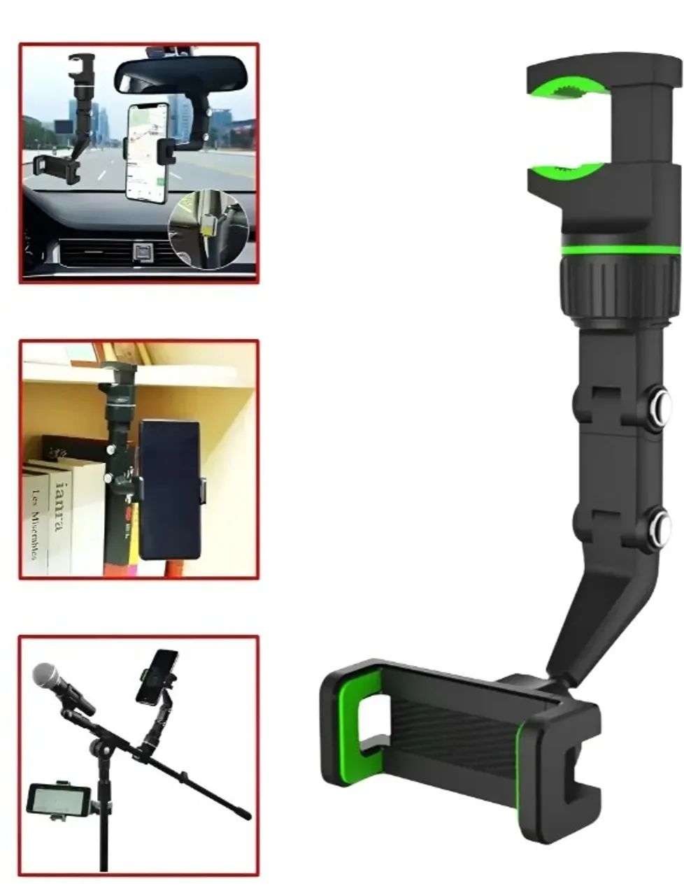 Suporte Celular Espelho Retrovisor 360° Lehmox Preto Ley-1650 Universal - Foto 2