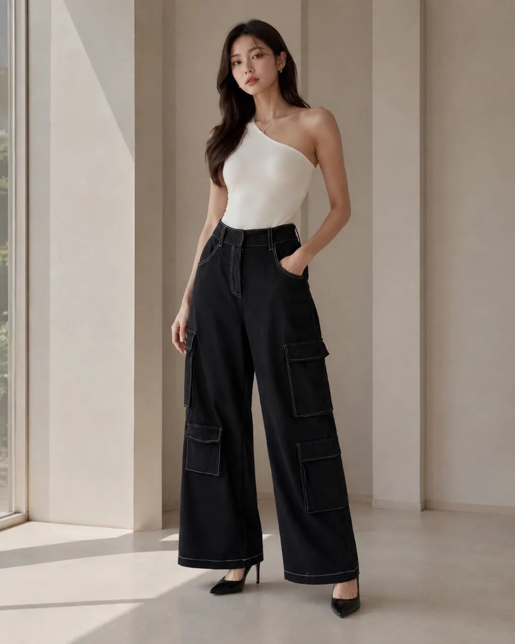 Calça wide leg preta - Tam 36