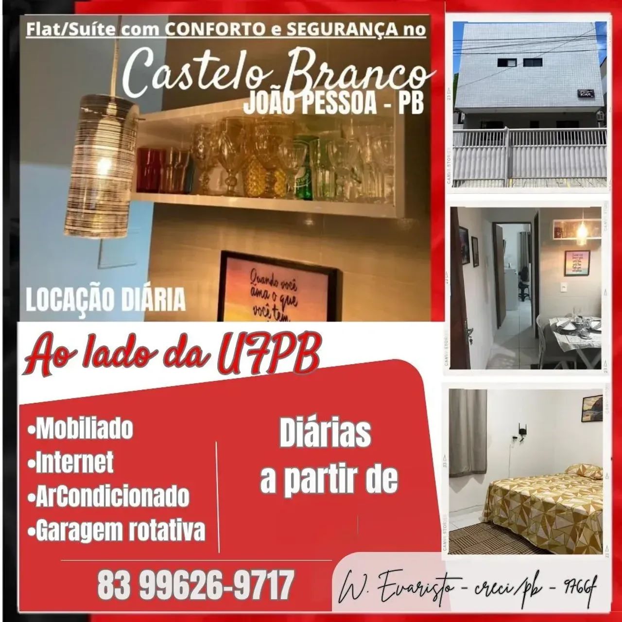 Flat/Stúdio/Apartamento com Conforto e Segurança - CASTELO BRANCO