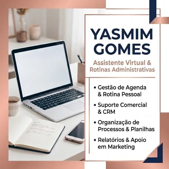 Assistente e Secretária | Rotinas Admin, CRM e Organização