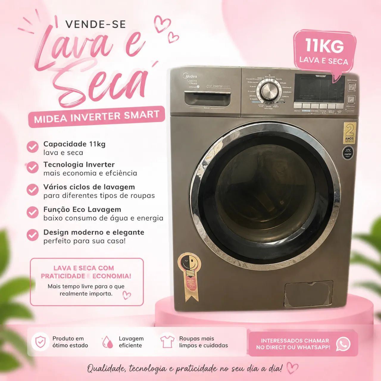 Lava e Seca Midea 11kg usada