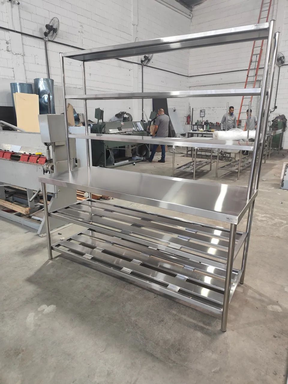 Bancada com condimetadora natural toda inox 