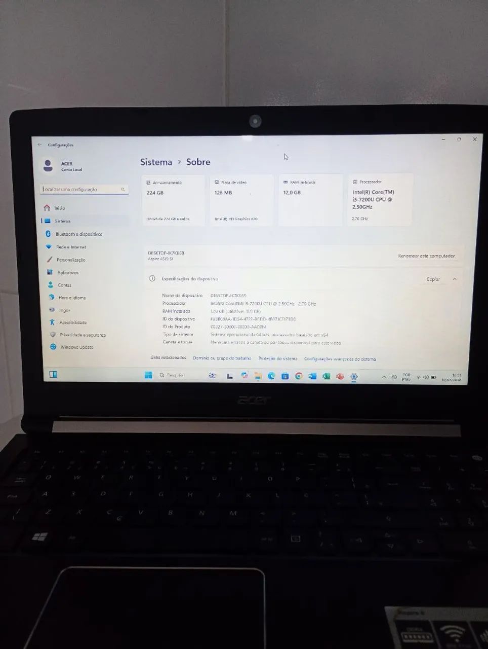 Notebook Acer Intel i5 sétima geração, já vem instalado o Windows 11, tela 15,6 polegadas. - Foto 4
