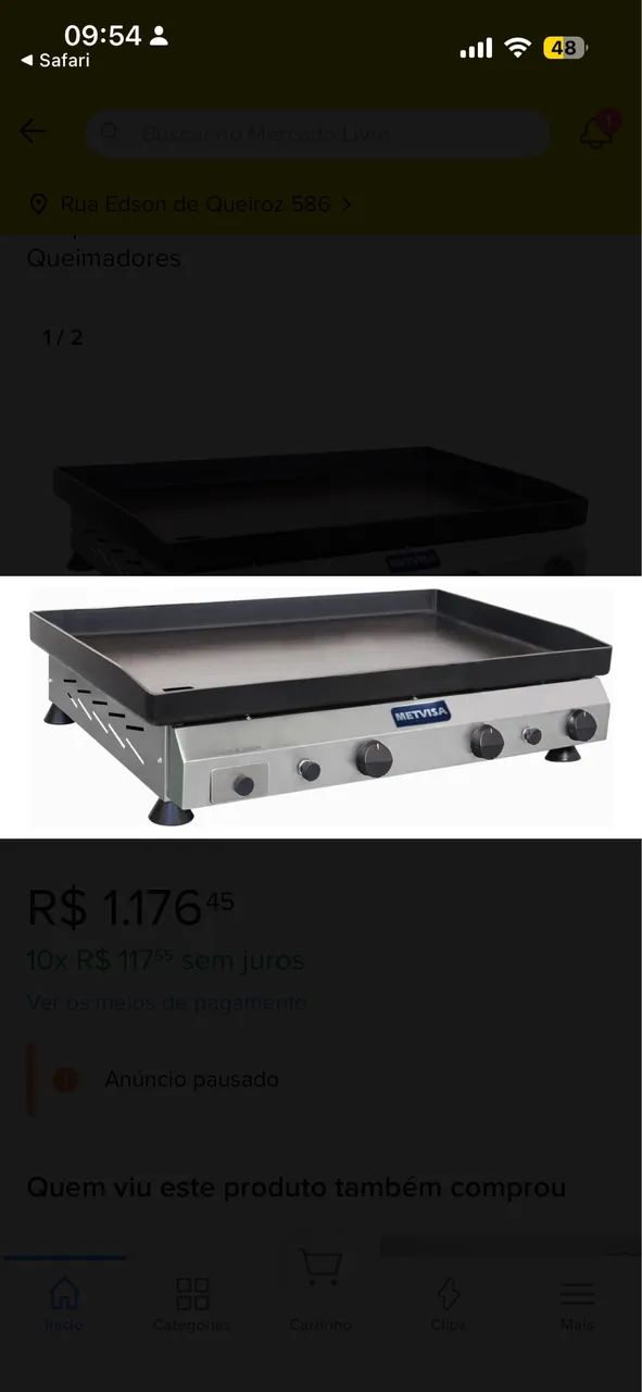 Chapa de hambúrguer, tapioca e etc.