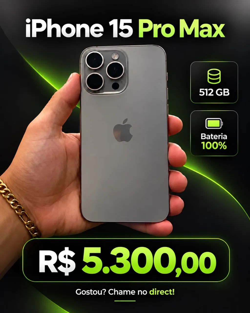 iPhone 15 Pro Max 512GB 100% de Bateria