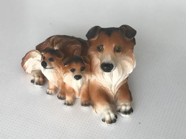 Estatueta Em Resina Cachorro Collie (família) - Foto 4