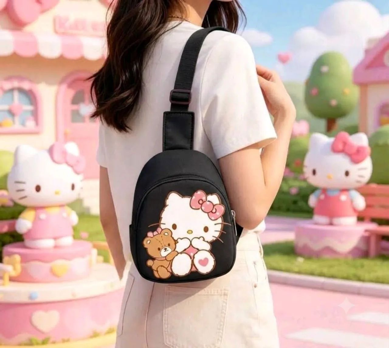 Bolsa transversal Hélio kitty preta - Foto 3