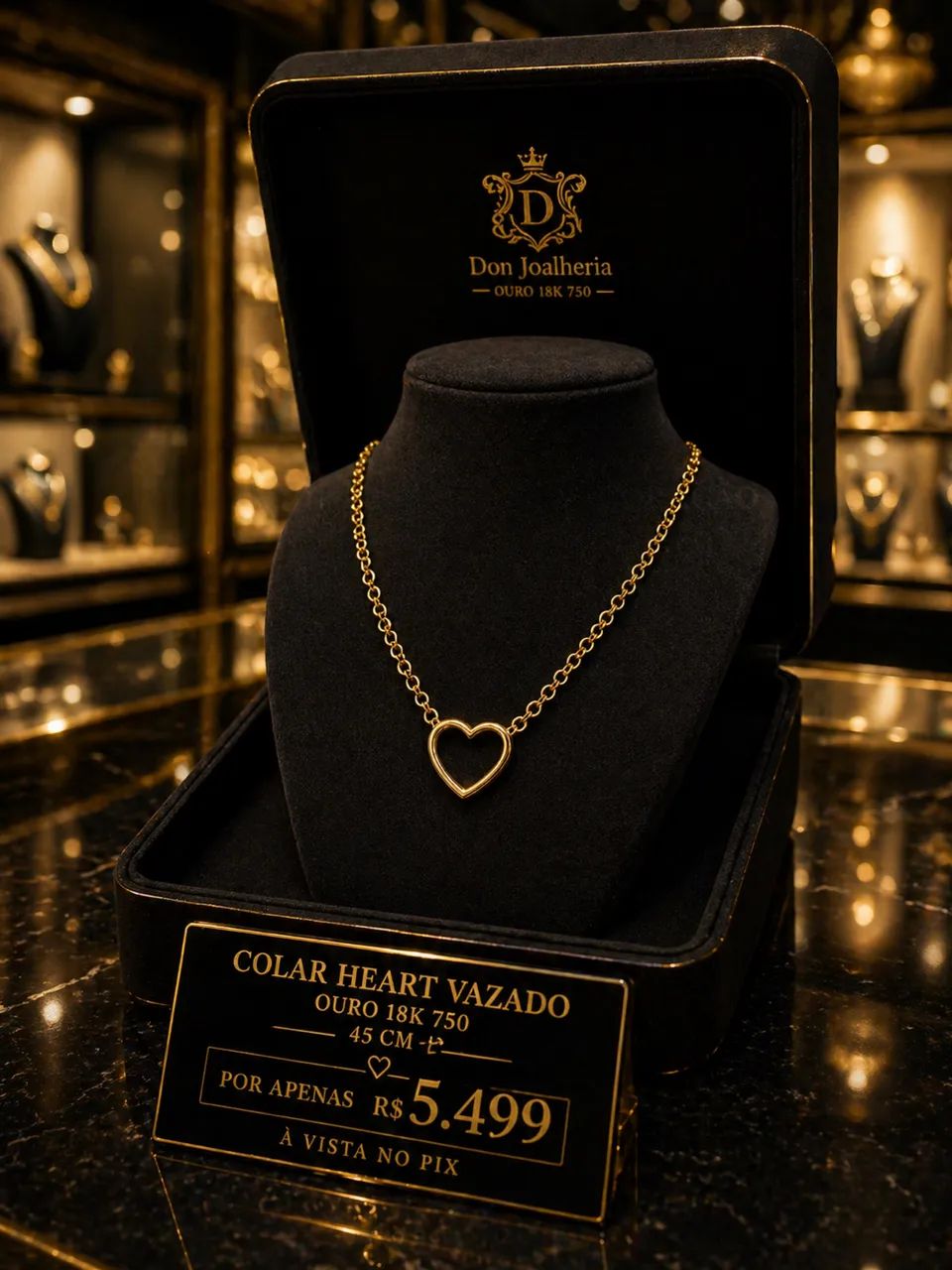 Colar Heart Vazado em Ouro 18K 750