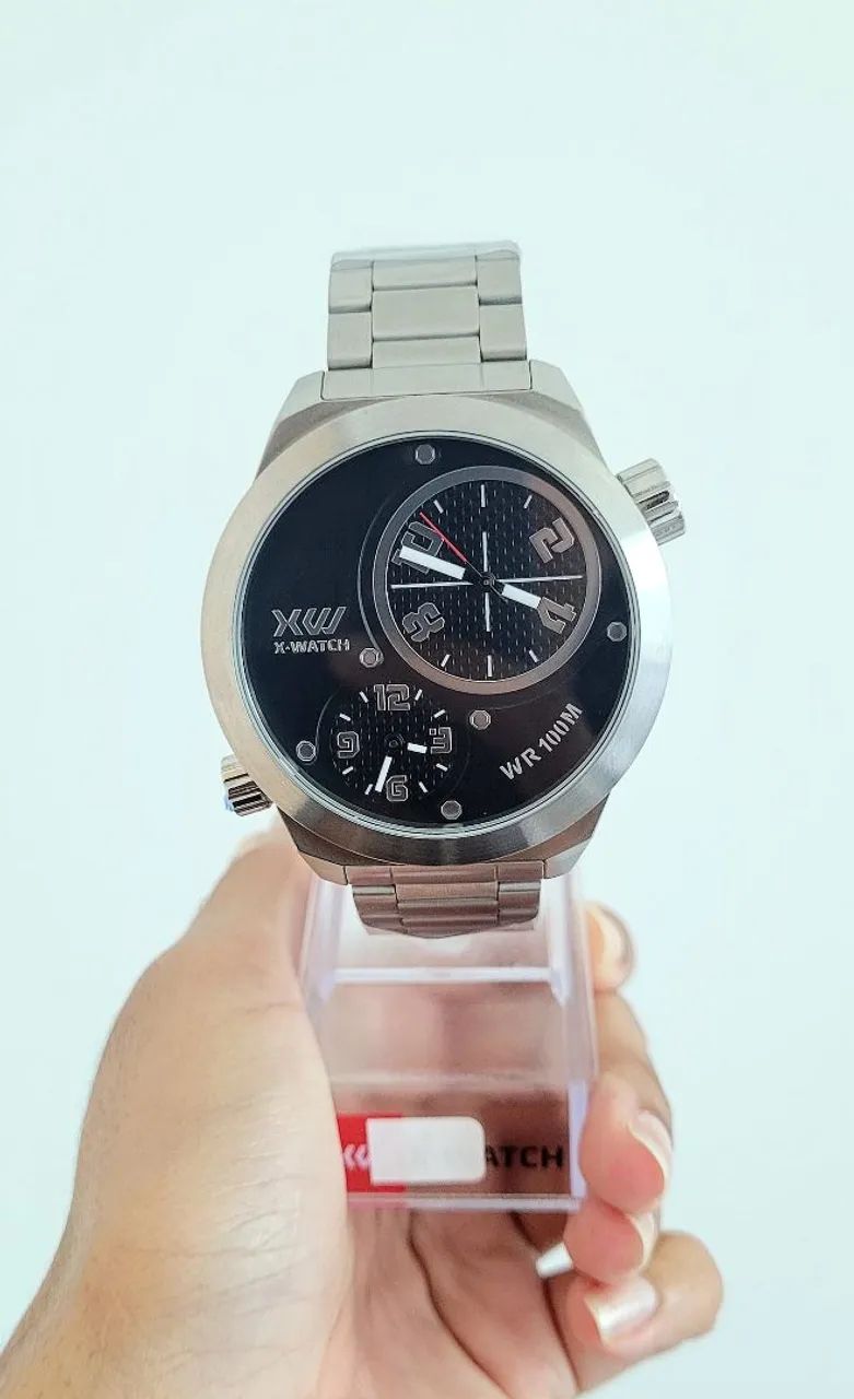 Relógio X-WATCH Dual time Inox - Foto 3