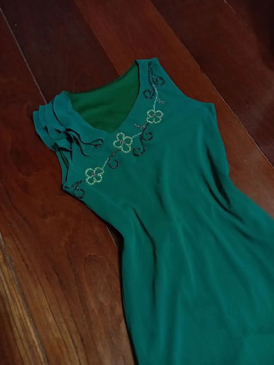 Vestido vintage bordado verde