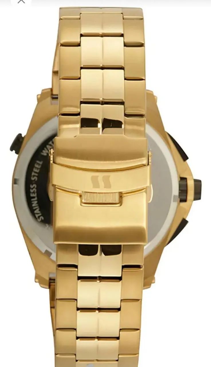 Relógio seculus masculino dourado extra grande  - Foto 3