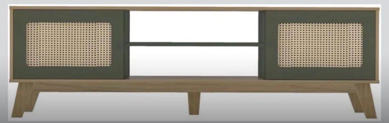 Rack para Tv até 75 polegadas com 2 portas de abrir cor Carvalho c/ menta  - Foto 4