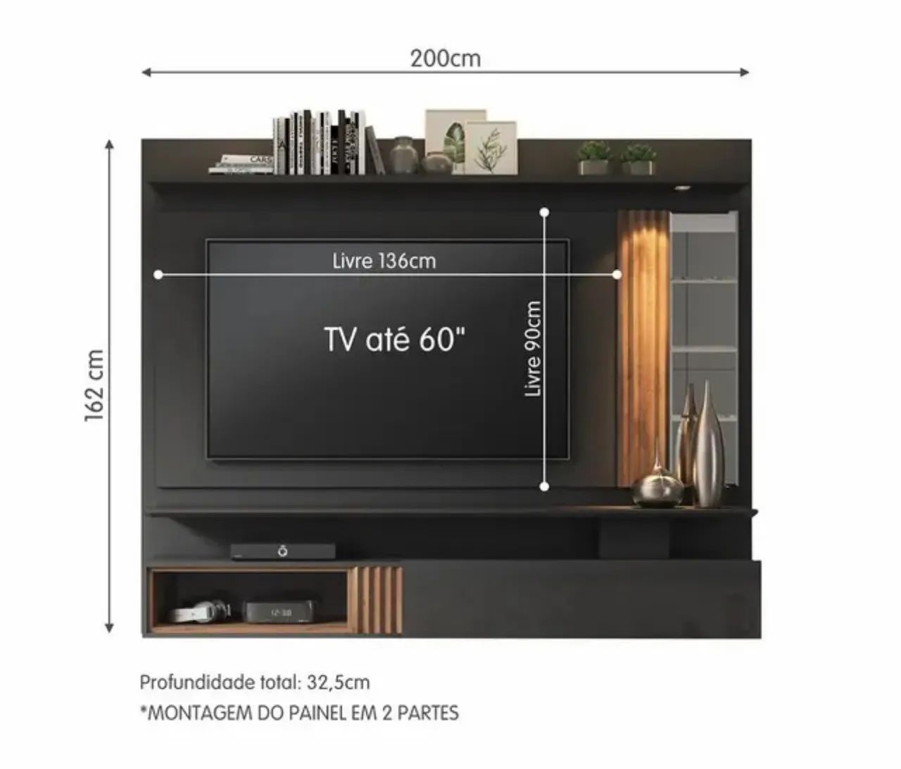 Painel Home com Espelhos e Iluminação - Foto 3