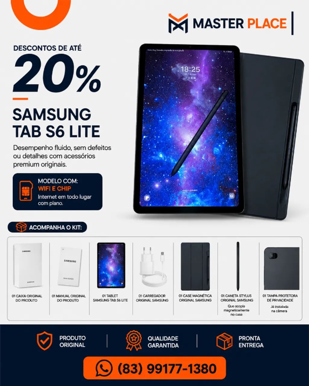 Samsung Tab S6 Lite 128gb IMPECÁVEL!