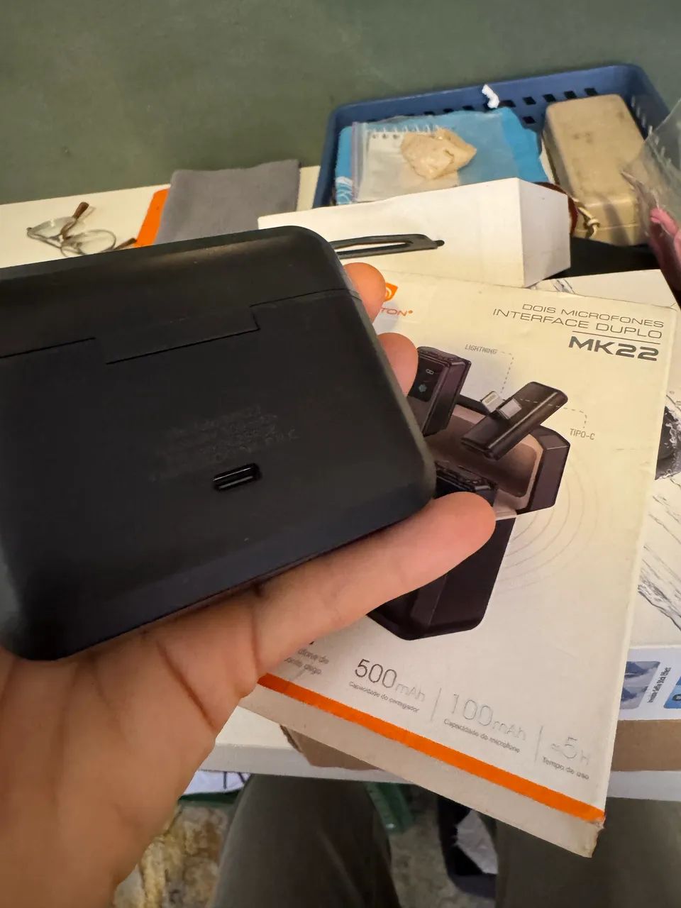 microfones duplo mk22 entrada tipo c e lightning - Foto 4