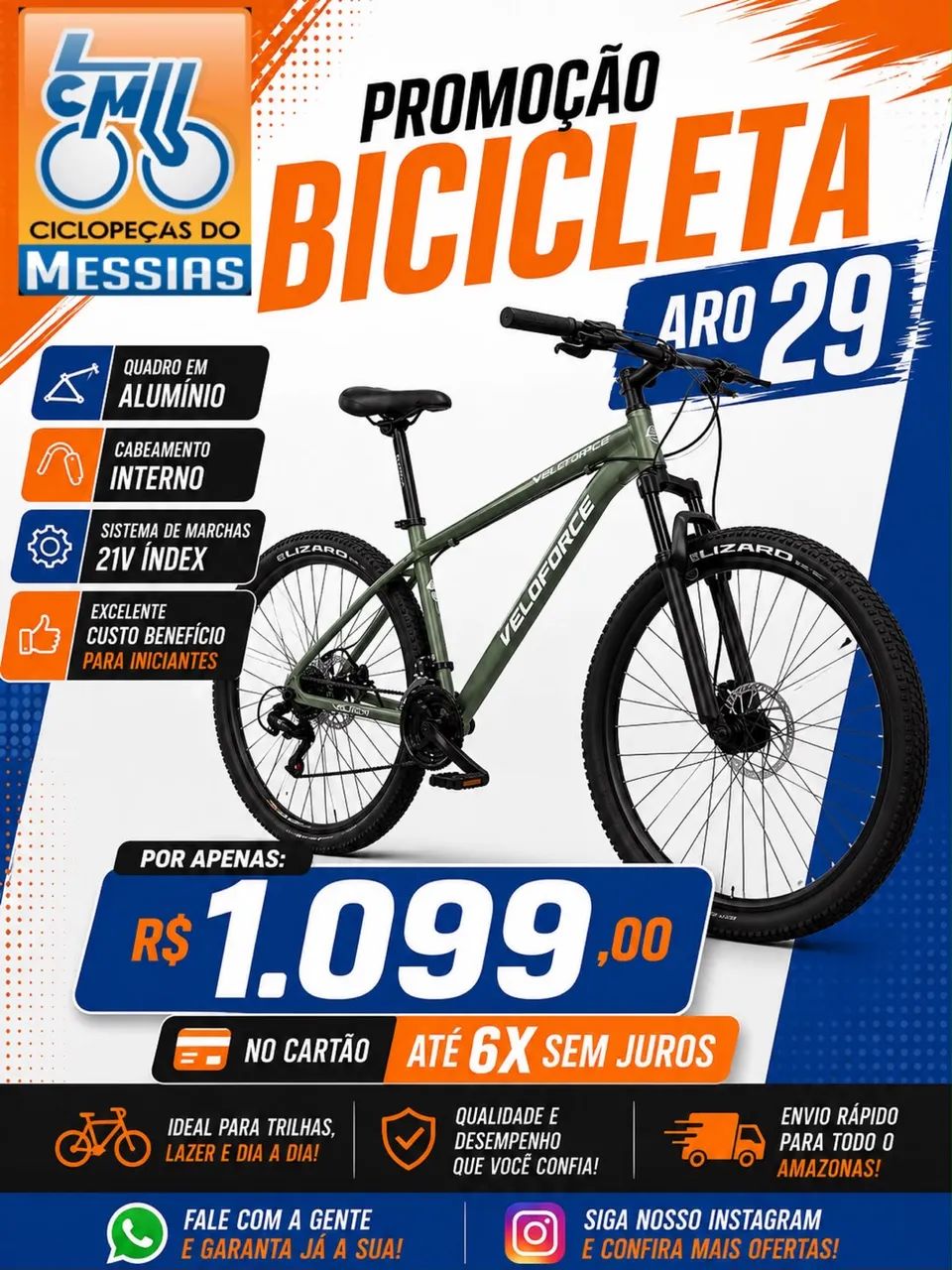 BICICLETA VELOFORCE ARO 29 ALUMÍNIO  - Foto 4