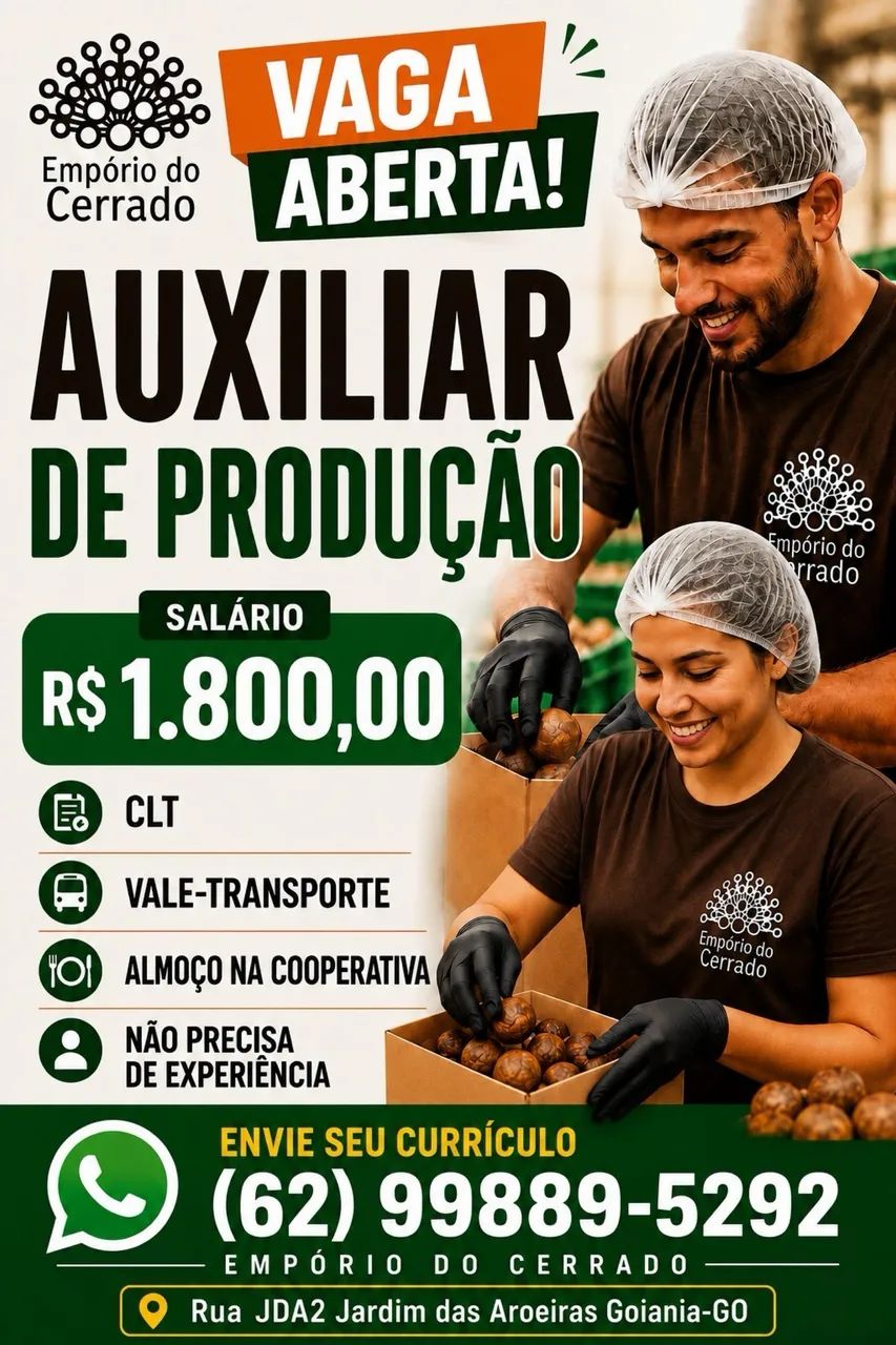 Vaga de auxiliar de produção 