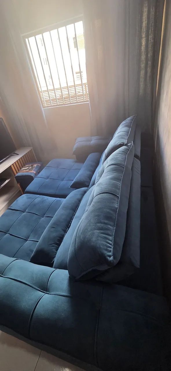 Sofá Retrátil na Cor azul, de 2,30 metros - Foto 2