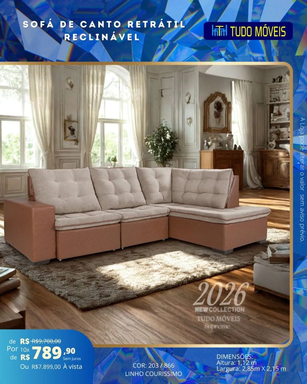 Sofá luxuoso no linho e courissimo  - Foto 2