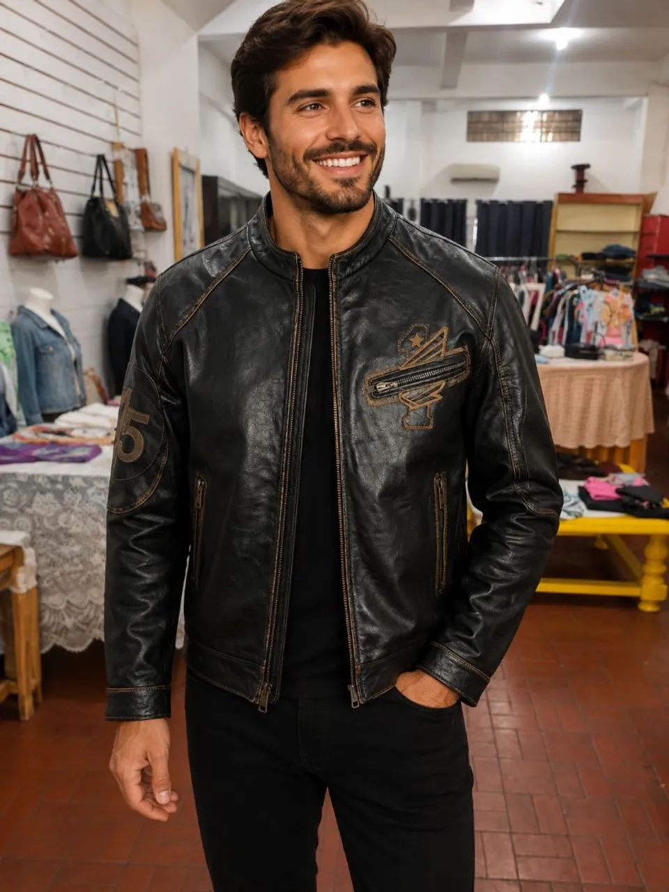 Jaqueta de couro vintage