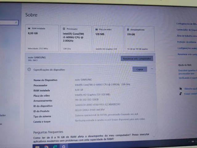 Vendo Notebook Samsung Branco - Foto 3