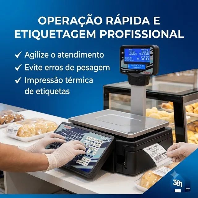 Balança Urano BA37 31kg com Impressora de Etiquetas - Nova - Foto 2