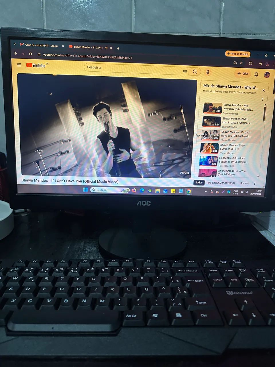 Monitor AOC Led 18.5 E970SWNL funcionando  - Foto 2