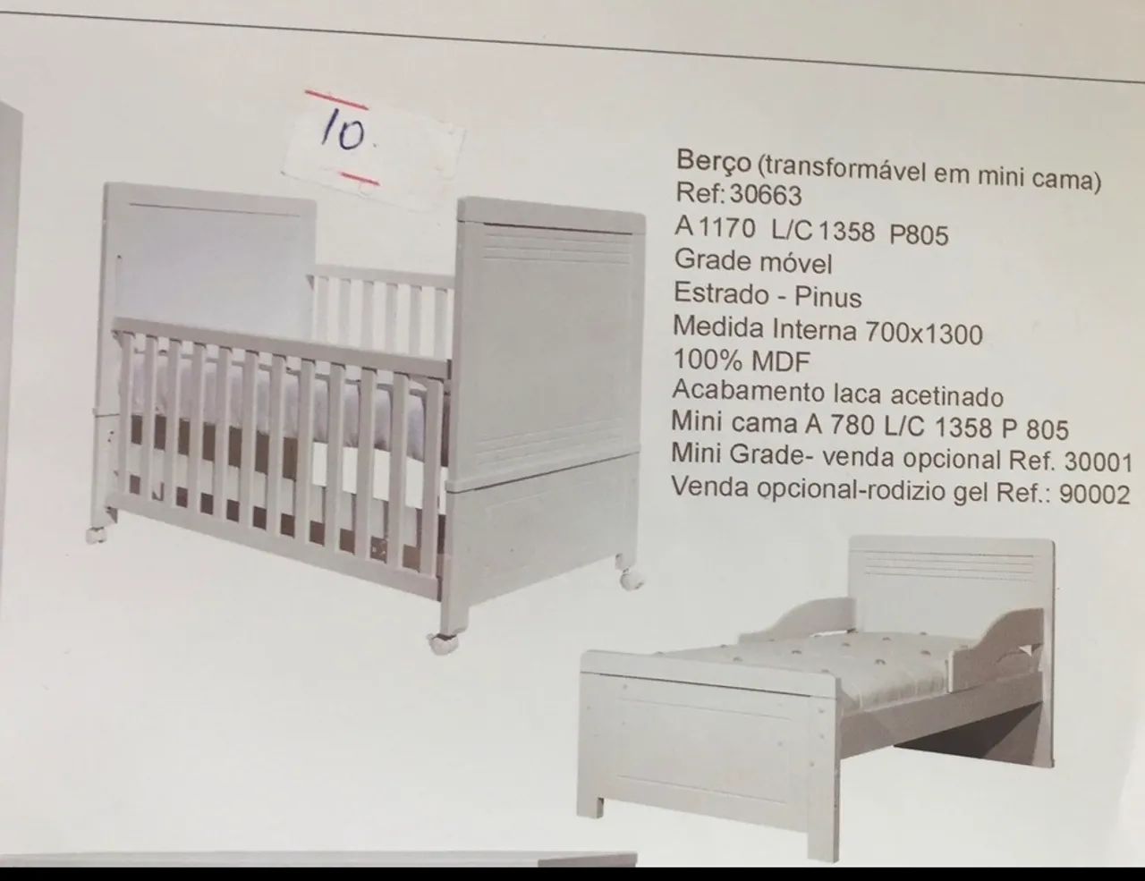 Berço Penélope Matelassê 100% MDF - vira minicama - R$ 300 - Foto 2