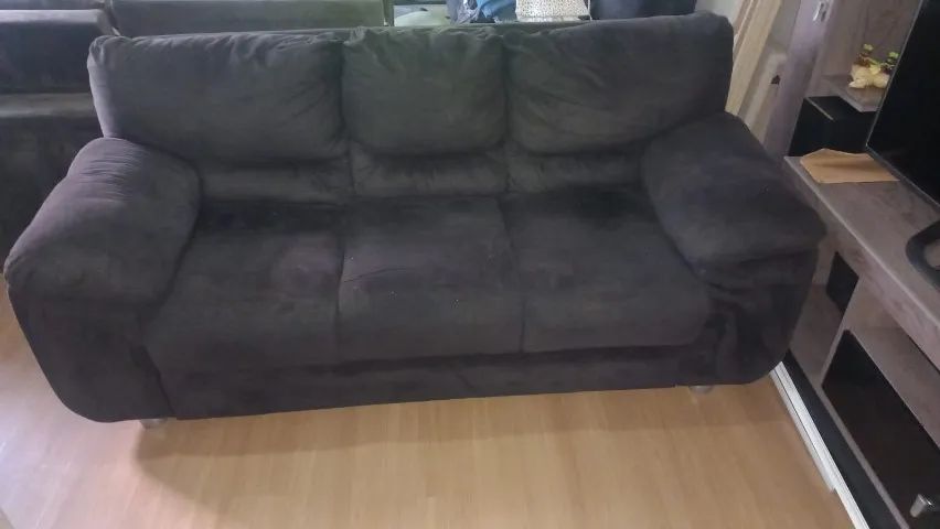 SOFA DE 3 E 2 LUGARES NA COR PRETA - Foto 2