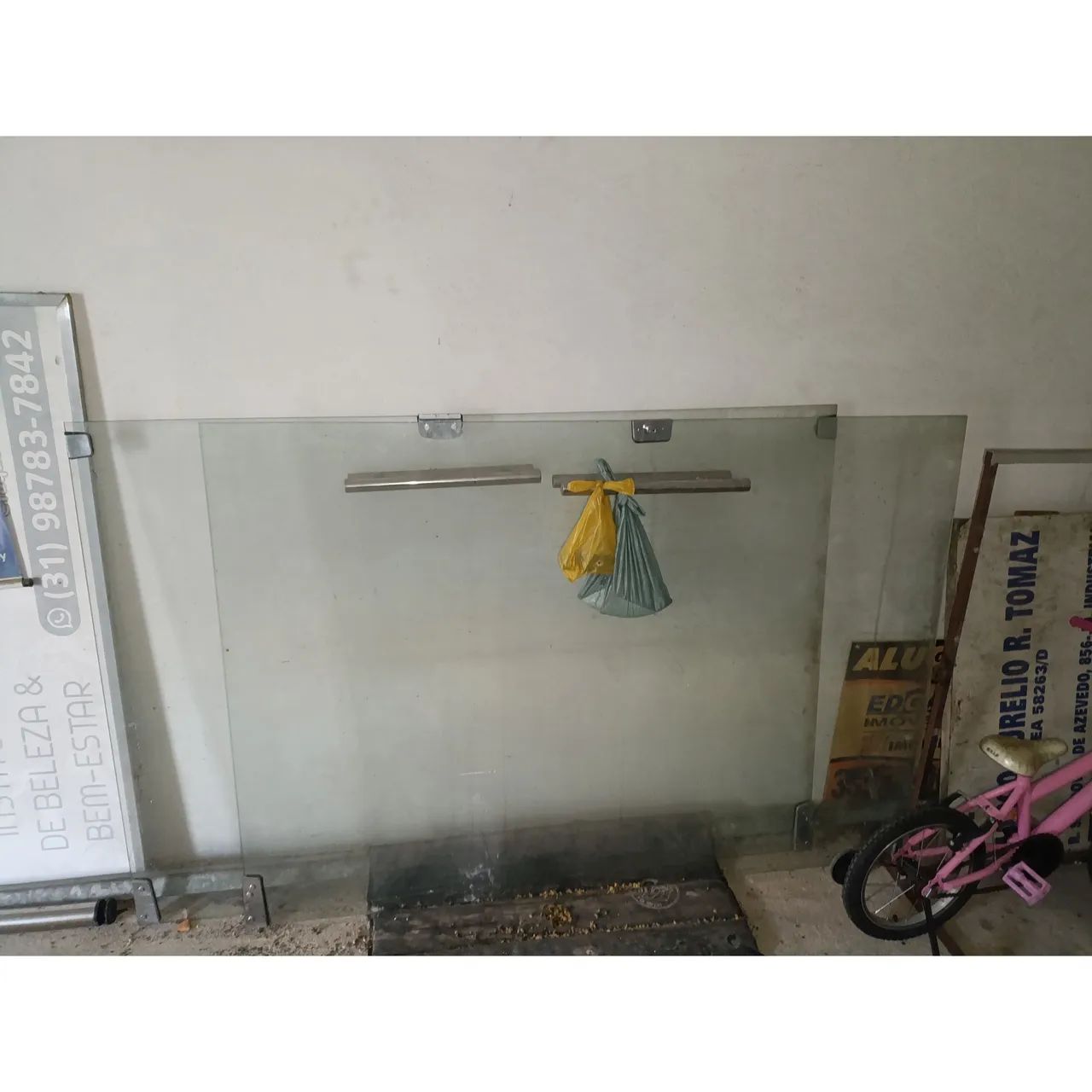 Two-leaf glass door, 125 cm width per leaf, 180 cm height