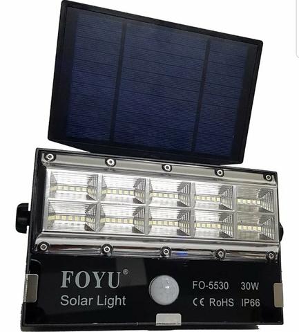 Refletor Solar Led 30w Placa Solar Branco Frio Sensor Ip67 - Mega led Distribuidora
