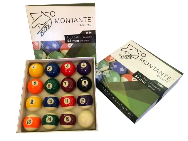 Jogo de bolas de bilhar numeradas de 38 mm com bolão