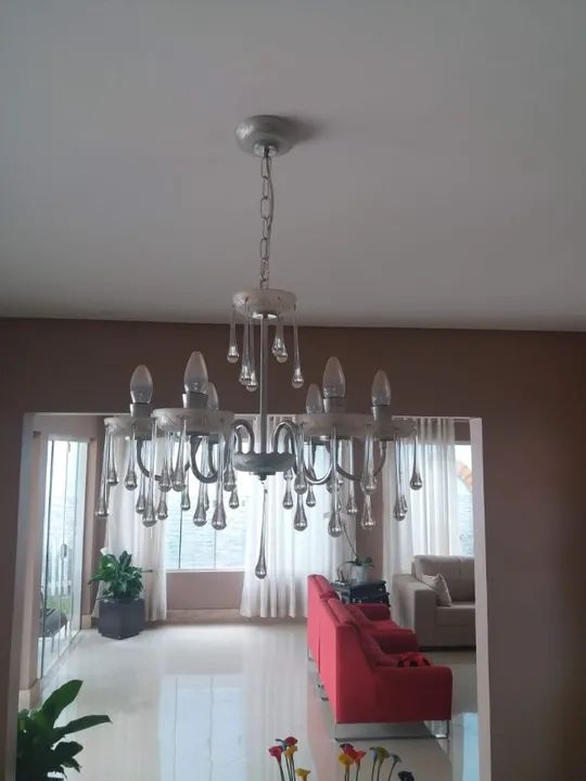 Lustre Clássico, Candelabro com Pingentes Gotas de Cristal