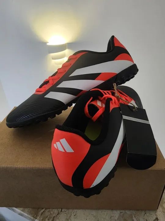 Chuteira Society Adidas Predator Artilheira 24 Unissex - Preto+Laranja - Foto 6