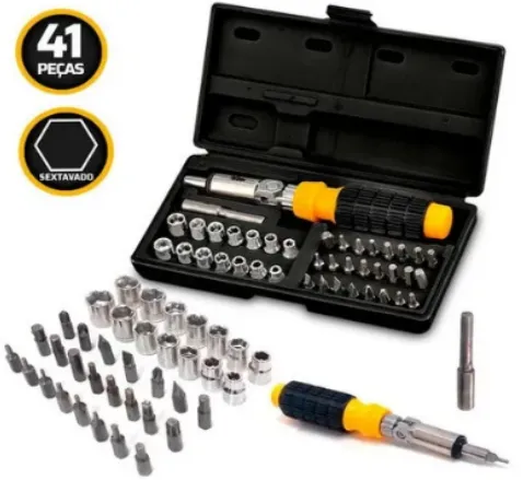 * Jogo Kit com 41 Peças de Chaves Soquetes Sextavado Catraca Carro Moto Bicicleta z008