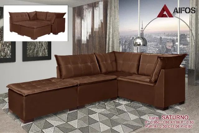 sala escritorio sofa de canto com puff - Foto 2