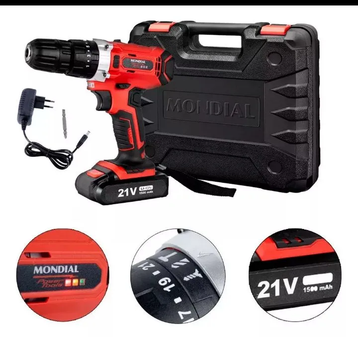 Parafusadeira furadeira de impacto 21 volts mondeal