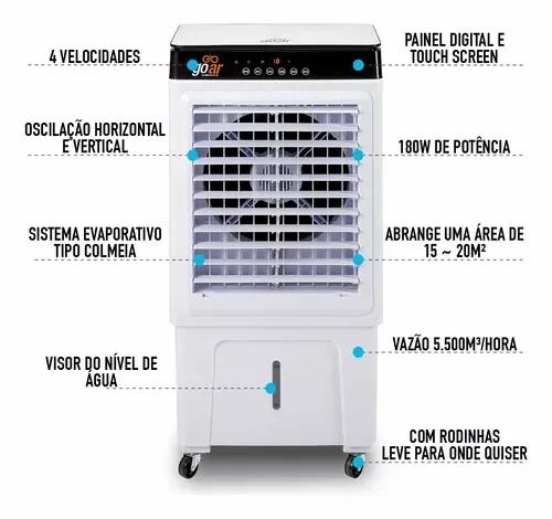 Lacrado Climatizador e Umidificador de Ar Digital com Controle Remoto 45L 220V GoAr - Foto 6