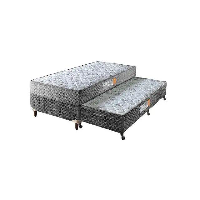 Cama Box Solteiro D33  com Cama Auxiliar Cinza Rondomóveis
