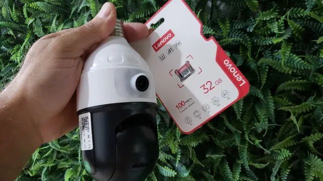 Câmera Segurança Wifi Dupla-lentes + Cartão de 32g para gravação