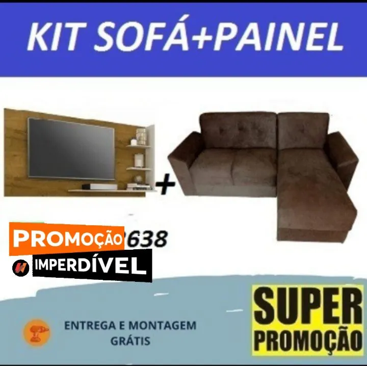 Mega Promoção de Kit Sofá+Painel +(Entrega+Montagem gratis)