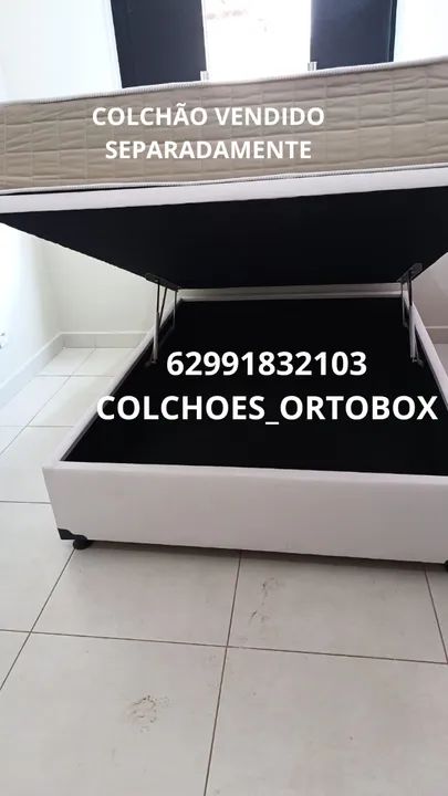 Cama Box Baú Casal inteiro com pistões hidraulicos