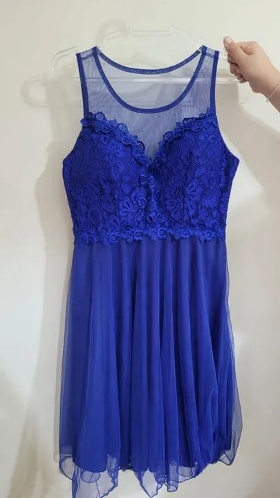 Vestido de festa curto azul 