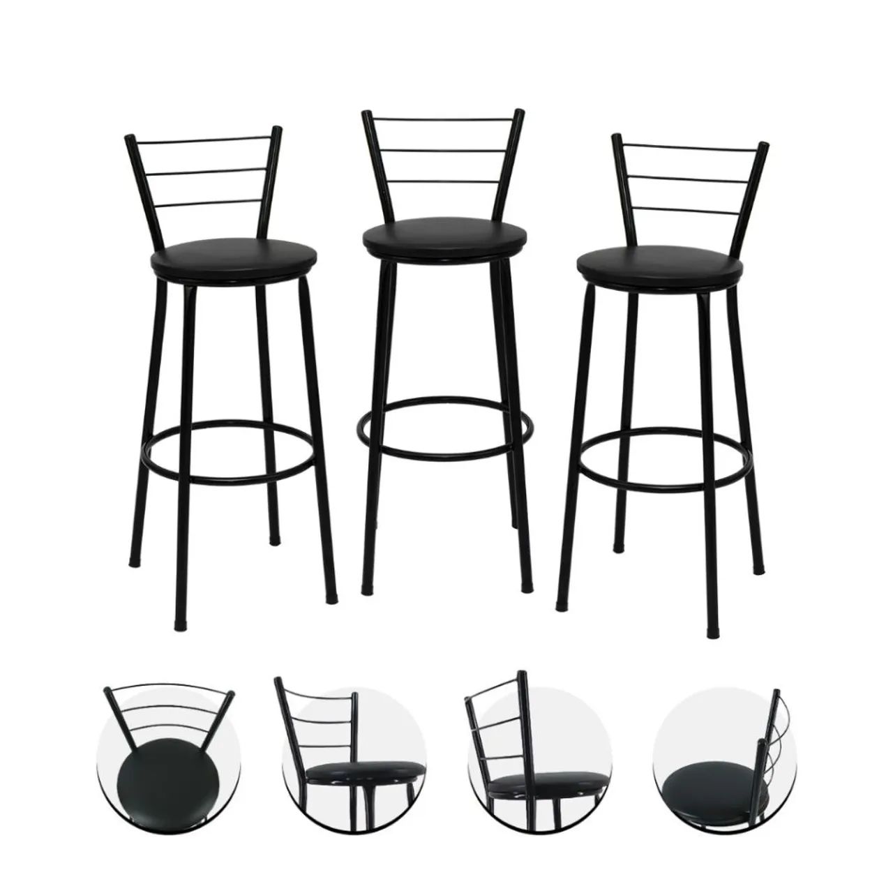 Banqueta alta com encosto e assento estofado - Foto 5