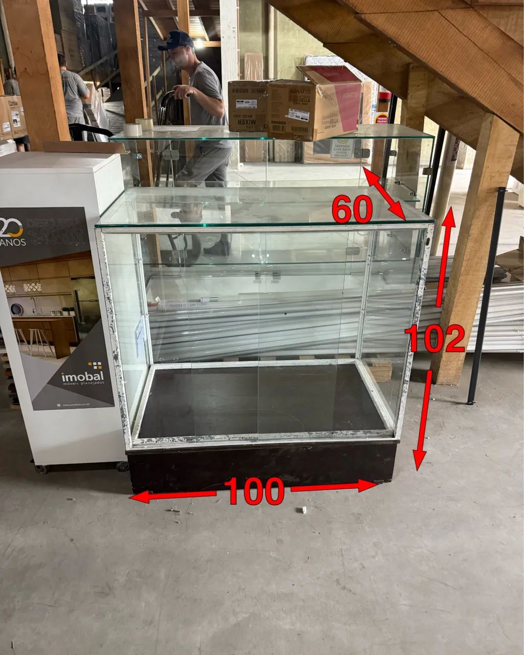 Balcão vitrine vidro 