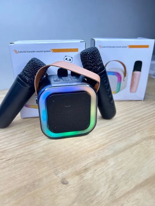 Microfone com Karaokê, 2 Microfones Sem Fio, Caixa de Som Bluetooth - Foto 2